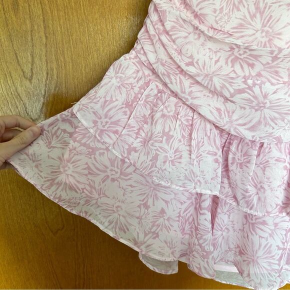 Hello Molly Cute Gaze Ruffle Tiered Mini Dress in Pink Floral Size 4 Small - Picture 5 of 13